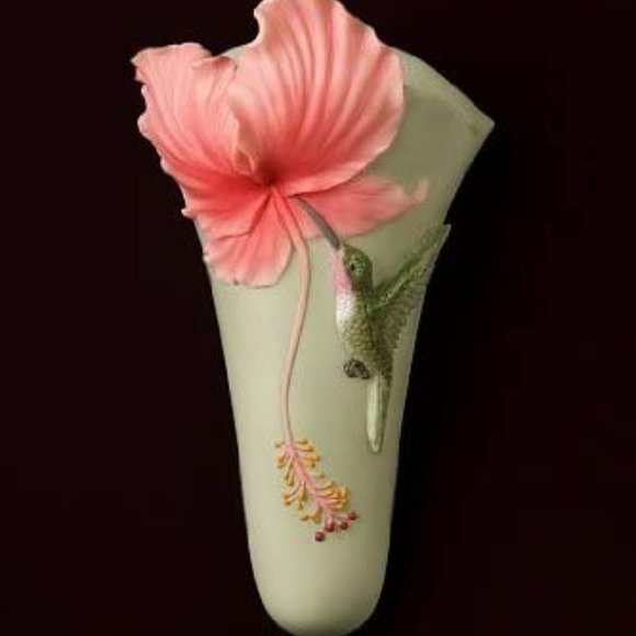 Ibis & Orchid Wall Vase “Hibiscus & Hummingbird“ - Picture 7 of 7